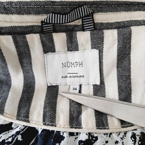 NUMPH - Anthro Womens Grey Striped Zip-Front Bomber Jacket Sz XS / S - Picture 11 of 13